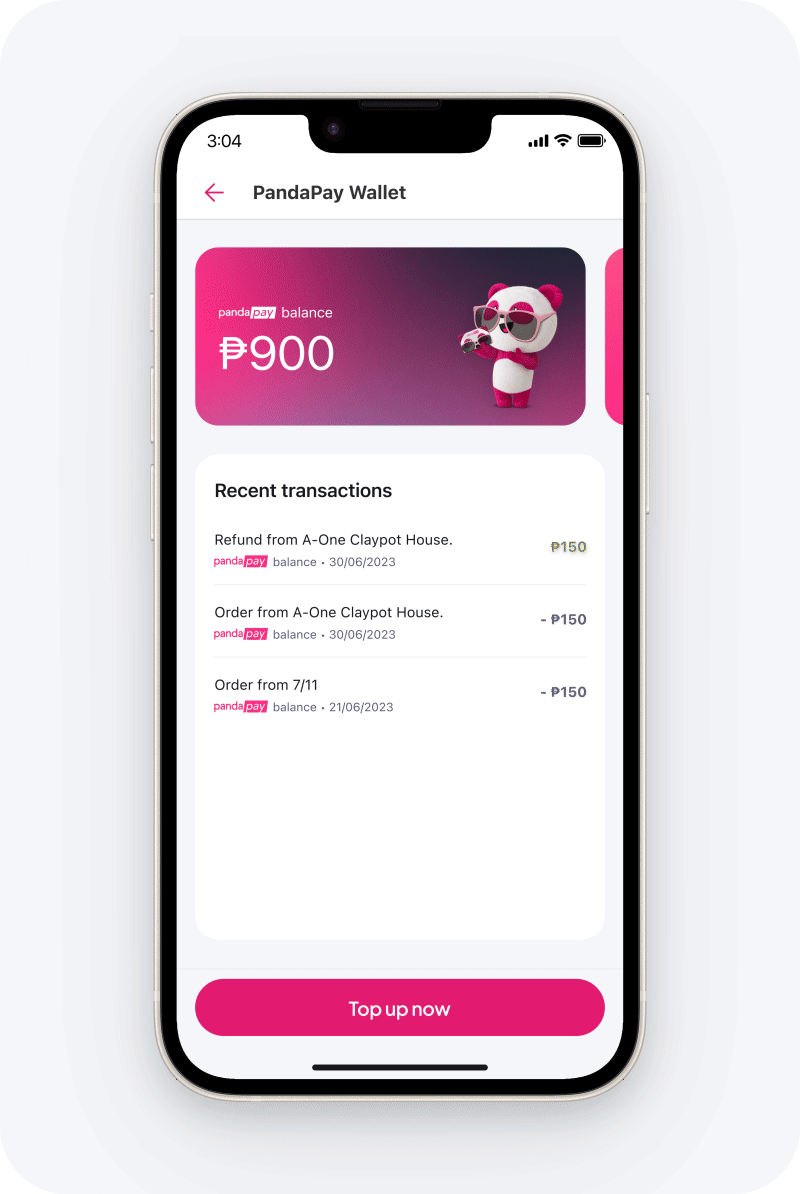 Diving into one pot: the PandaPay balance with its recent transactions, animated